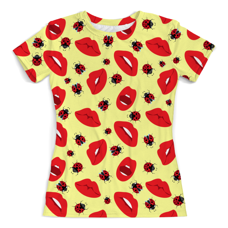 Printio Футболка с полной запечаткой (женская) Красные губки и божьи коровки printio футболка с полной запечаткой для девочек красные губки и божьи коровки