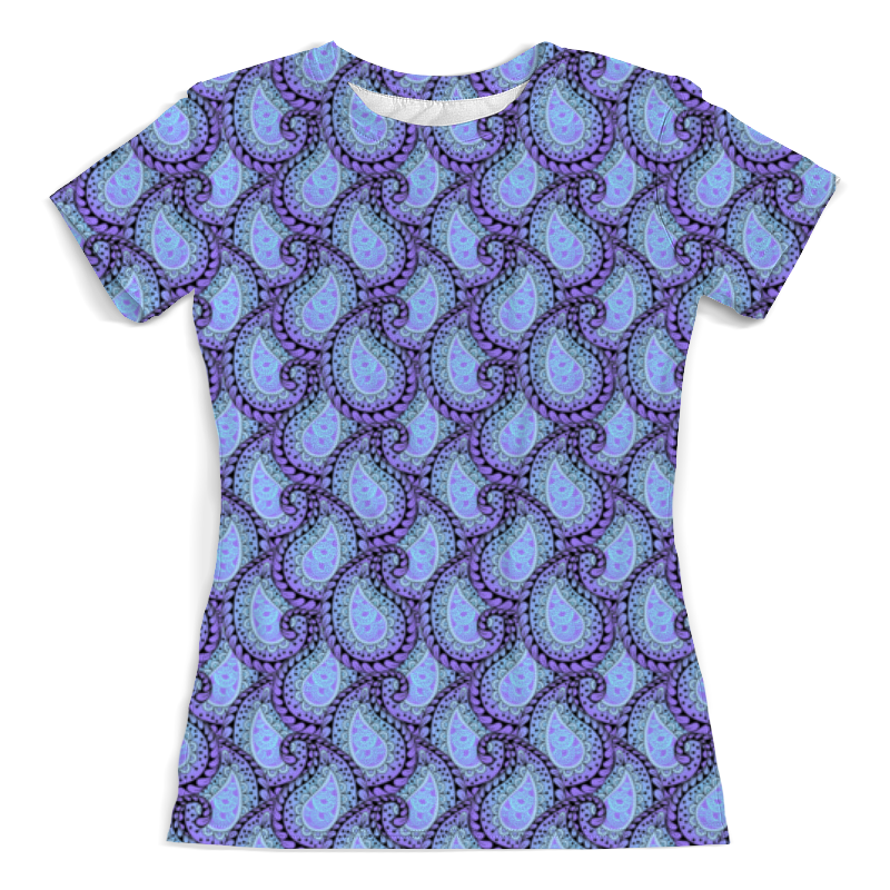 Printio Футболка с полной запечаткой (женская) Сиренево-голубой орнамент пайсли printio футболка с полной запечаткой женская огурцы