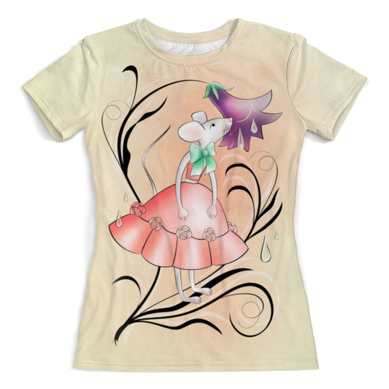 футболка женская с графическим принтом в эстетике милая гранж футболка ullzang топ с эмблемой слизерина Printio Футболка с полной запечаткой (женская) Милая мышка