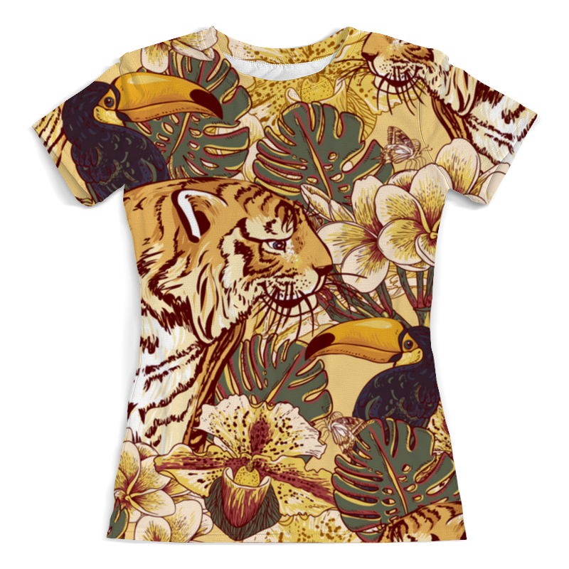 printio свитшот мужской с полной запечаткой тигр в джунглях Printio Футболка с полной запечаткой (женская) Тигр в джунглях
