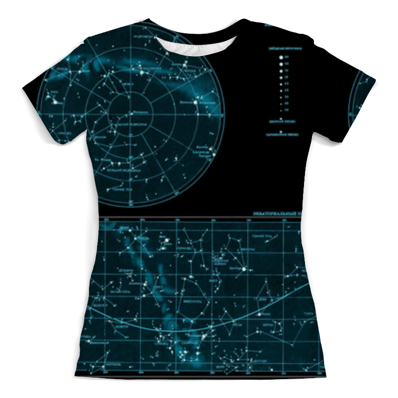Printio Футболка с полной запечаткой (женская) Карта звёздного неба printio футболка с полной запечаткой для девочек карта звёздного неба