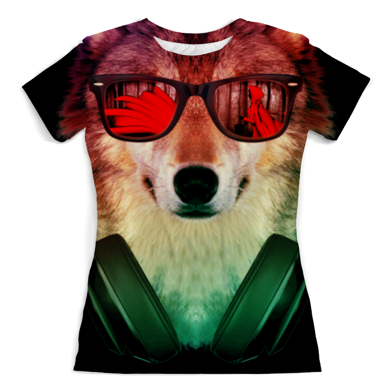 printio футболка с полной запечаткой женская умный кролик в очках Printio Футболка с полной запечаткой (женская) Волк в очках