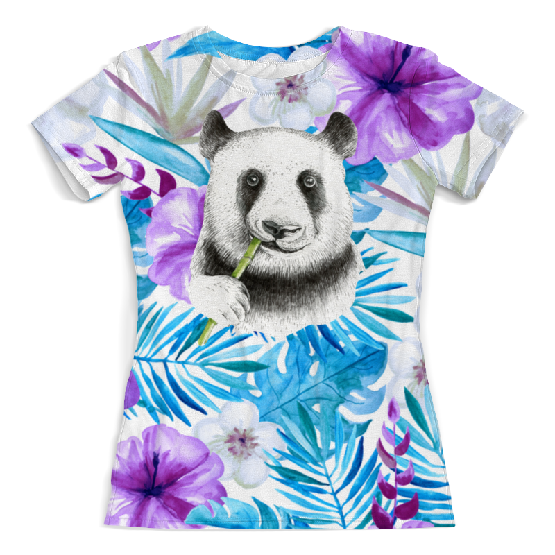 Printio Футболка с полной запечаткой (женская) Панда и цветы printio футболка с полной запечаткой мужская панда и цветы