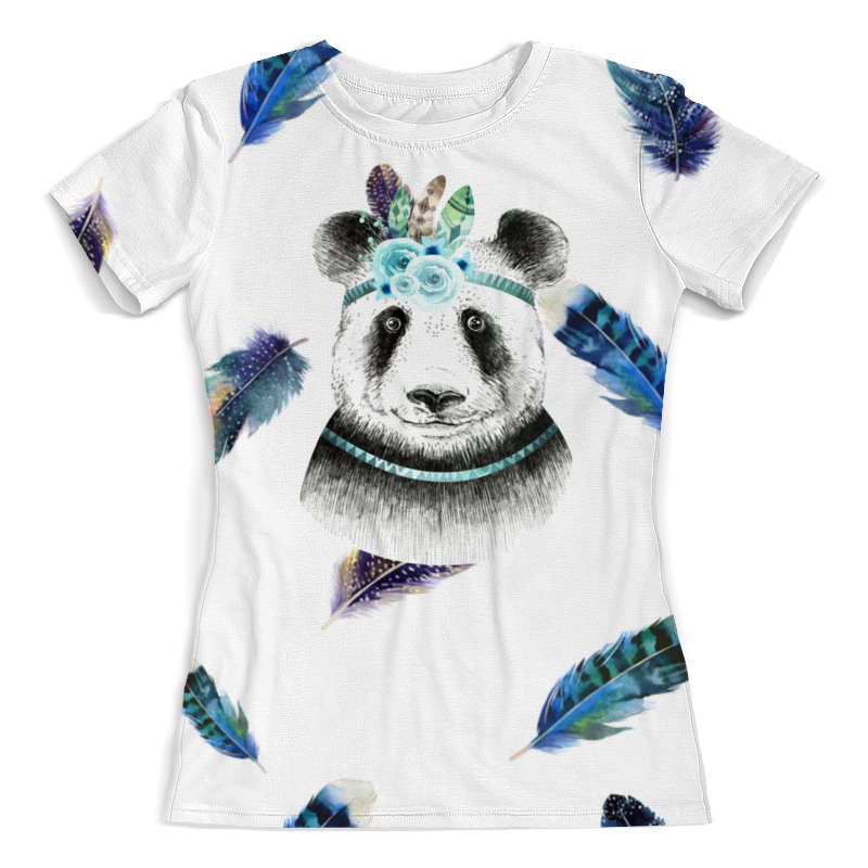 Printio Футболка с полной запечаткой (женская) Панда и перья printio футболка с полной запечаткой женская панда и цветы