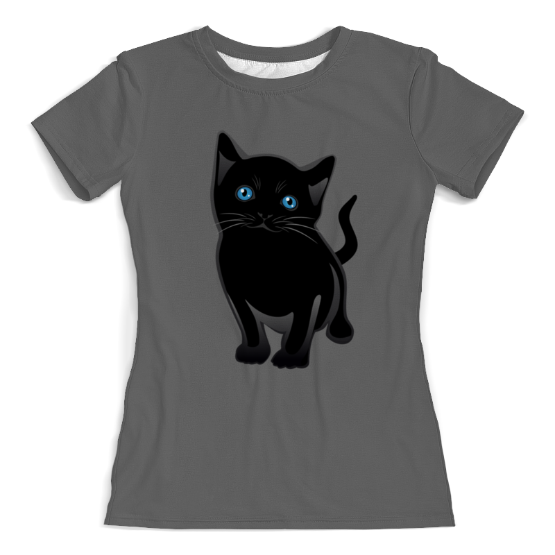 Printio Футболка с полной запечаткой (женская) Чёрный котёнок. printio фартук с полной запечаткой чёрный котёнок