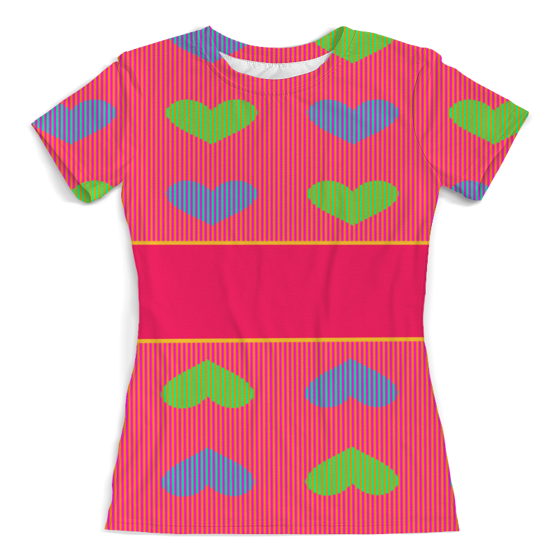 Printio Футболка с полной запечаткой (женская) Разноцветные сердца для девочек.будь ярче printio леггинсы будь ярче выделяйся среди других
