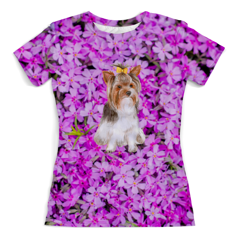 Printio Футболка с полной запечаткой (женская) Цветы и пес printio футболка с полной запечаткой женская пес и роза
