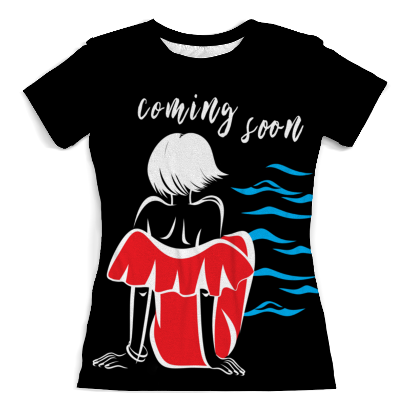 printio футболка классическая девушка в красном платье Printio Футболка с полной запечаткой (женская) Девушка и море