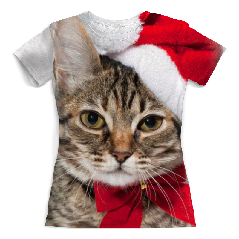 Printio Футболка с полной запечаткой (женская) Новогодний кот printio футболка с полной запечаткой женская умный кот
