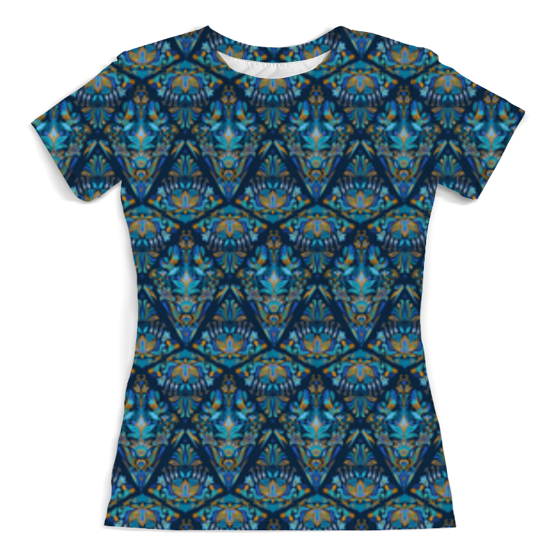 Printio Футболка с полной запечаткой (женская) Орнаментальный узор голубой printio футболка с полной запечаткой женская этнический волк