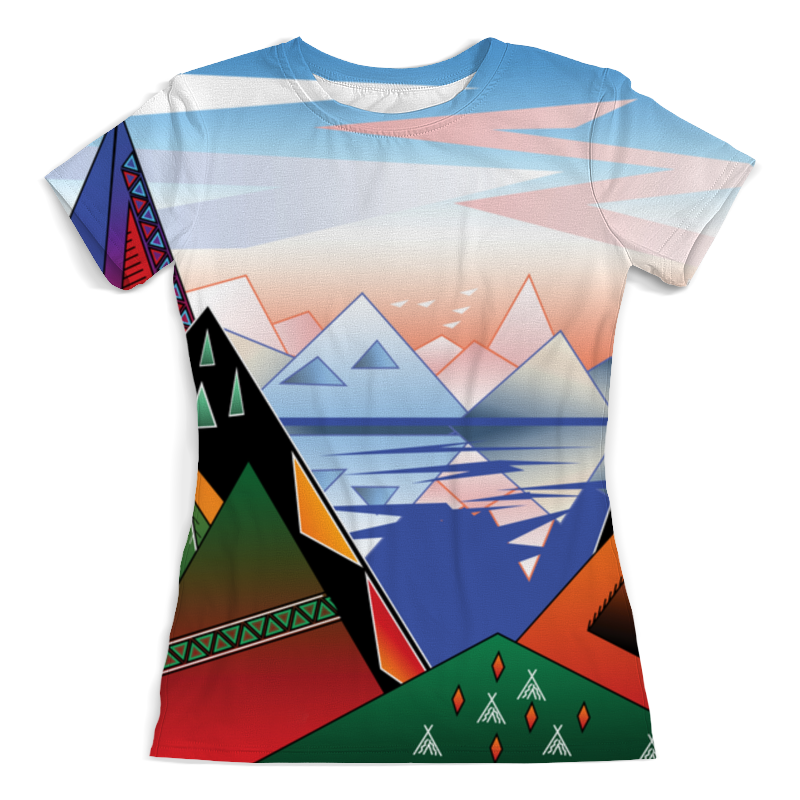 Printio Футболка с полной запечаткой (женская) Абстрактный пейзаж с горами и морем printio футболка с полной запечаткой мужская абстрактный пейзаж с горами и морем