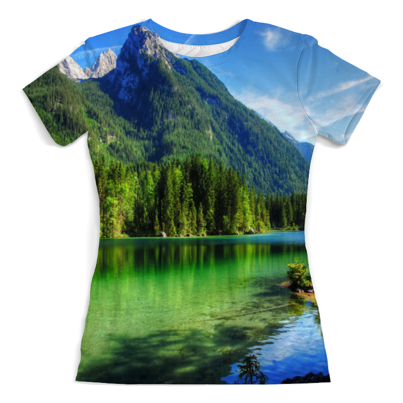Printio Футболка с полной запечаткой (женская) Горное озеро printio футболка с полной запечаткой женская прозрачное озеро