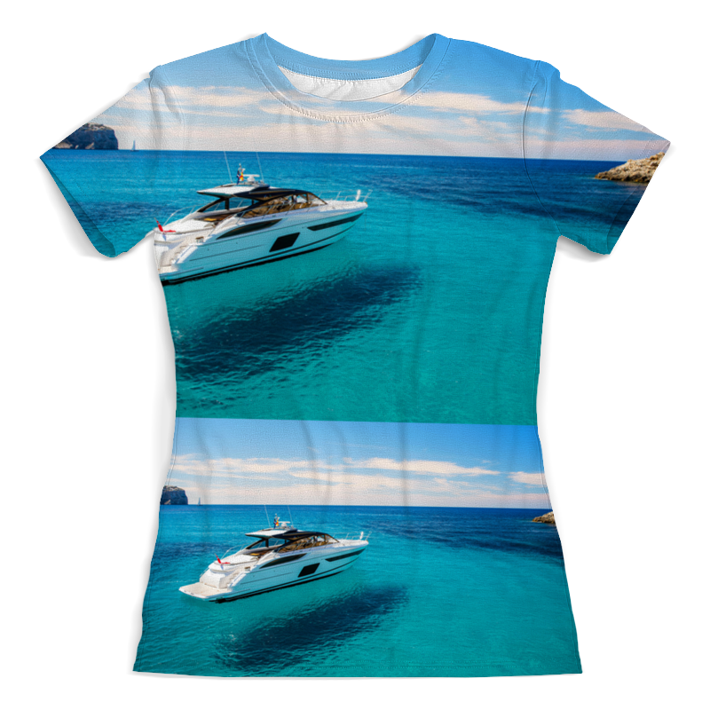 Printio Футболка с полной запечаткой (женская) Яхта в море. printio футболка с полной запечаткой женская яхта в море