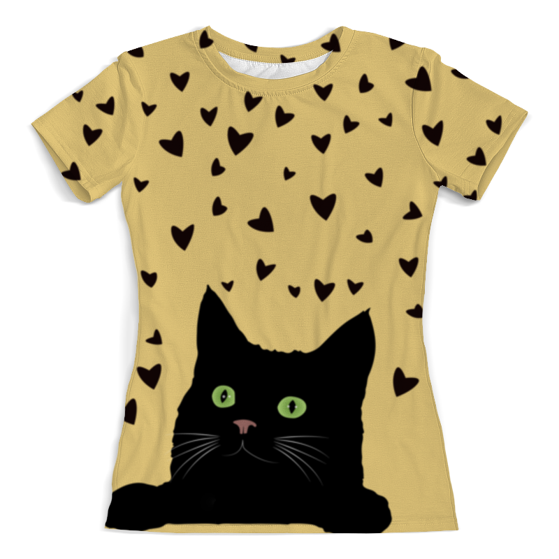Printio Футболка с полной запечаткой (женская) Кот с сердечками printio футболка с полной запечаткой женская веточки с сердечками