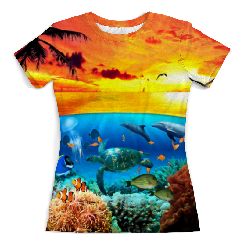 Printio Футболка с полной запечаткой (женская) Морской риф printio футболка с полной запечаткой женская морской узор