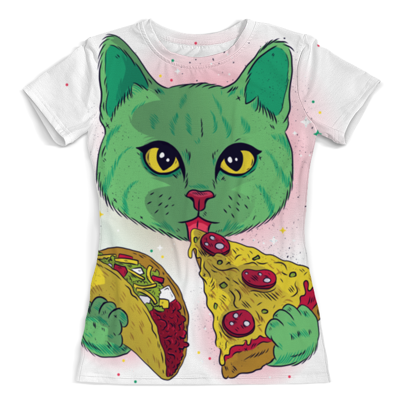 Printio Футболка с полной запечаткой (женская) Кот любитель пиццы мужская футболка котогороскоп кот рак s зеленый