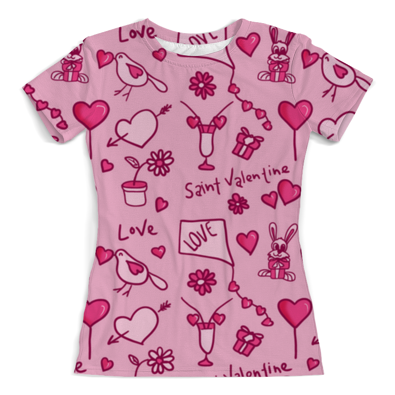 printio футболка с полной запечаткой для девочек день святого валентина Printio Футболка с полной запечаткой (женская) День святого валентина
