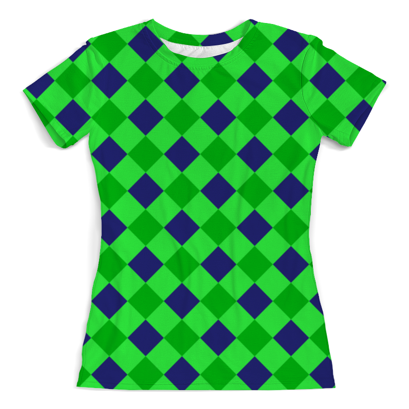 Printio Футболка с полной запечаткой (женская) Сине-зеленые квадраты printio футболка с полной запечаткой женская зеленые квадраты