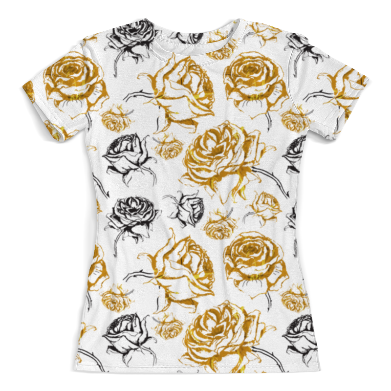 Printio Футболка с полной запечаткой (женская) Розы. золото с черным printio футболка с полной запечаткой женская узор роз