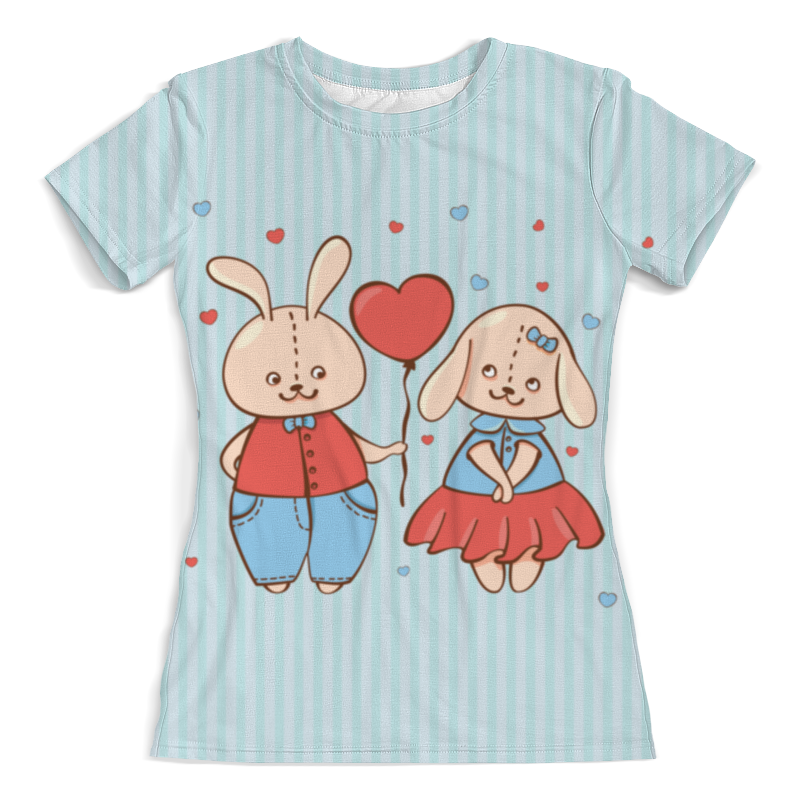 Printio Футболка с полной запечаткой (женская) Влюбленные зайцы. парные футболки. printio футболка с полной запечаткой женская влюбленные коты парные футболки