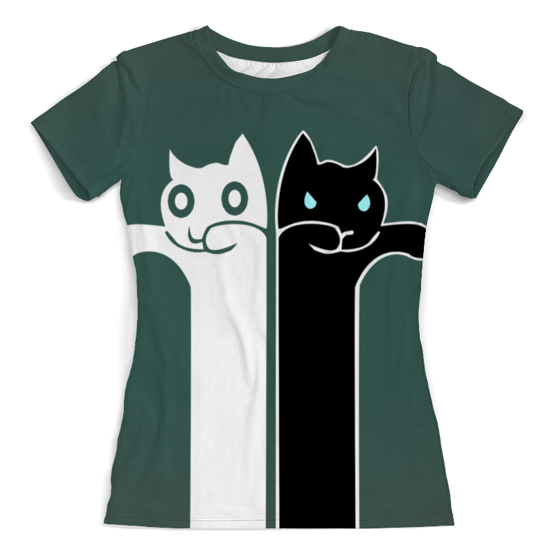 Printio Футболка с полной запечаткой (женская) Белый кот , чёрная кошка printio футболка с полной запечаткой женская белый кот чёрная кошка
