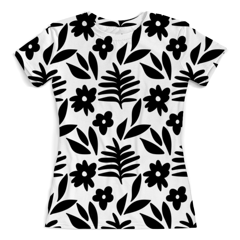 Printio Футболка с полной запечаткой (женская) Черно-белые цветы printio футболка с полной запечаткой женская цветы черно белые