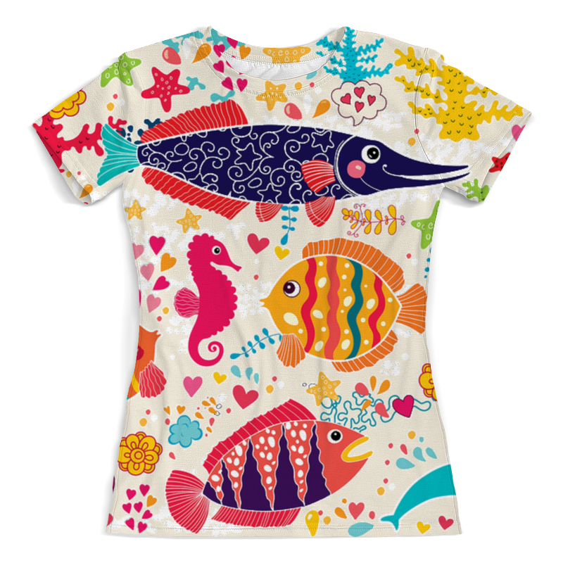 Printio Футболка с полной запечаткой (женская) Обитатели моря 2 printio футболка с полной запечаткой для девочек обитатели моря 2