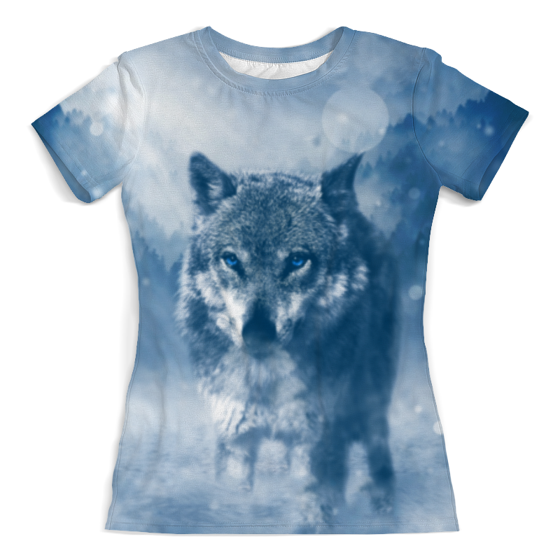 printio футболка с полной запечаткой мужская волк с голубыми глазами Printio Футболка с полной запечаткой (женская) Волк с голубыми глазами