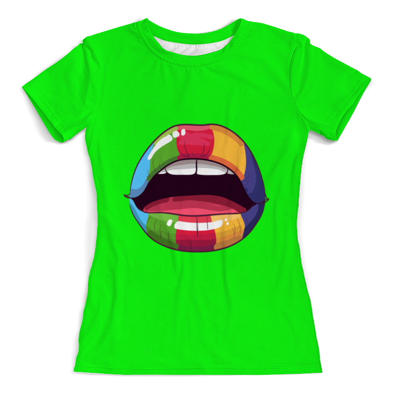 Printio Футболка с полной запечаткой (женская) Разноцветные губы printio футболка с полной запечаткой женская губы и языки