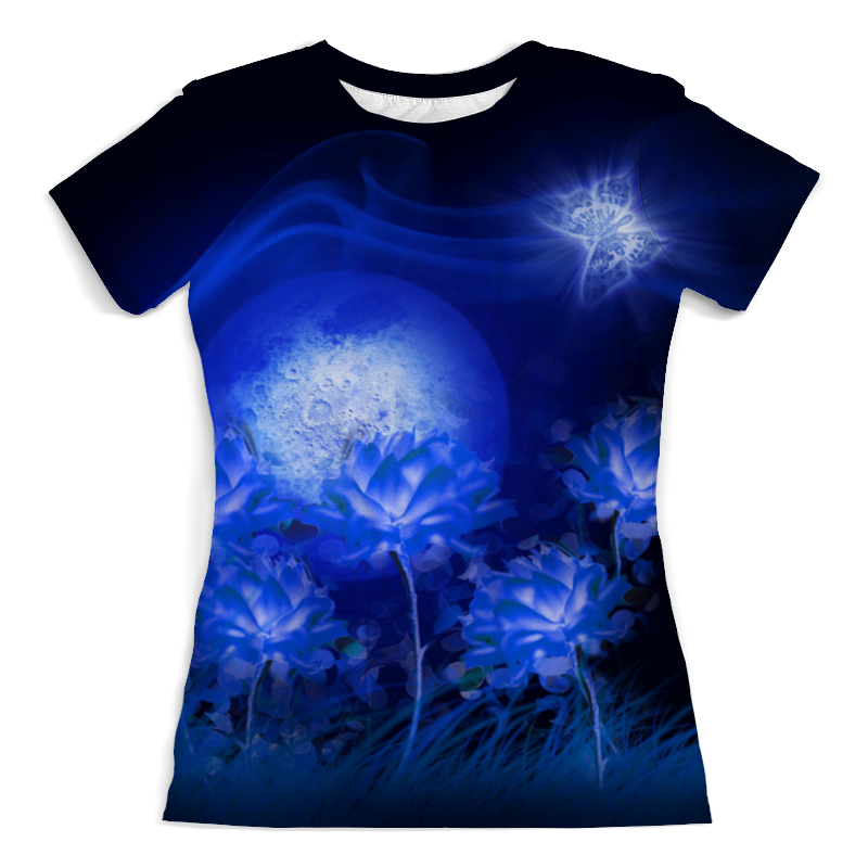 Printio Футболка с полной запечаткой (женская) Синяя ночь полнолуния. printio футболка с полной запечаткой женская яркая абстракция