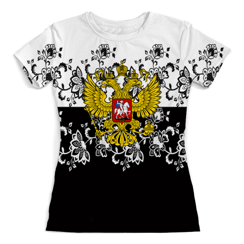Заказать женскую футболку в Москве. Футболка с полной запечаткой (женская) Узор и герб от THE_NISE  - готовые дизайны и нанесение принтов.