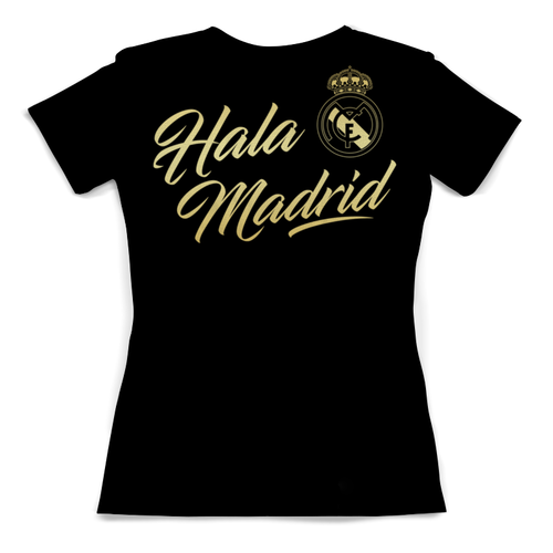 Заказать женскую футболку в Москве. Футболка с полной запечаткой (женская) Реал Мадрид от geekbox - готовые дизайны и нанесение принтов.