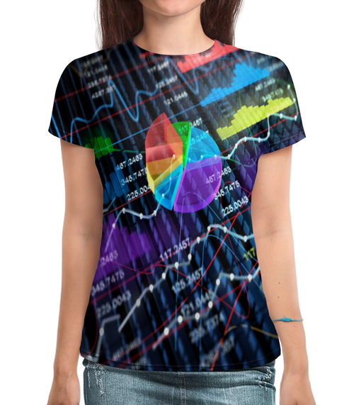 Заказать женскую футболку в Москве. Футболка с полной запечаткой (женская) Диаграмма от THE_NISE  - готовые дизайны и нанесение принтов.