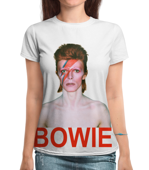Заказать женскую футболку в Москве. Футболка с полной запечаткой (женская) David Bowie от cherdantcev - готовые дизайны и нанесение принтов.