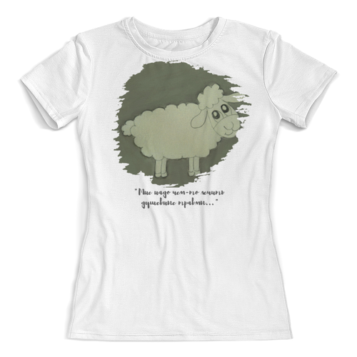 Заказать женскую футболку в Москве. Футболка с полной запечаткой (женская) Бедная овечка от mrs-snit@yandex.ru - готовые дизайны и нанесение принтов.