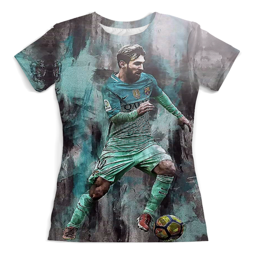 Заказать женскую футболку в Москве. Футболка с полной запечаткой (женская) Lionel  Messi от T-shirt print  - готовые дизайны и нанесение принтов.