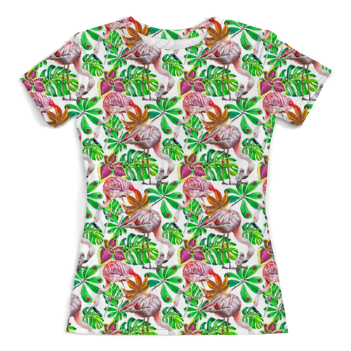Заказать женскую футболку в Москве. Футболка с полной запечаткой (женская) фламинго от THE_NISE  - готовые дизайны и нанесение принтов.