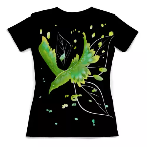 Заказать женскую футболку в Москве. Футболка с полной запечаткой (женская) Птица весна от ELENA ZHARINOVA - готовые дизайны и нанесение принтов.