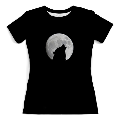 Заказать женскую футболку в Москве. Футболка с полной запечаткой (женская) Волк и луна от weeert - готовые дизайны и нанесение принтов.