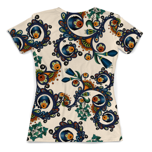 Заказать женскую футболку в Москве. Футболка с полной запечаткой (женская) Плетение цветов от THE_NISE  - готовые дизайны и нанесение принтов.