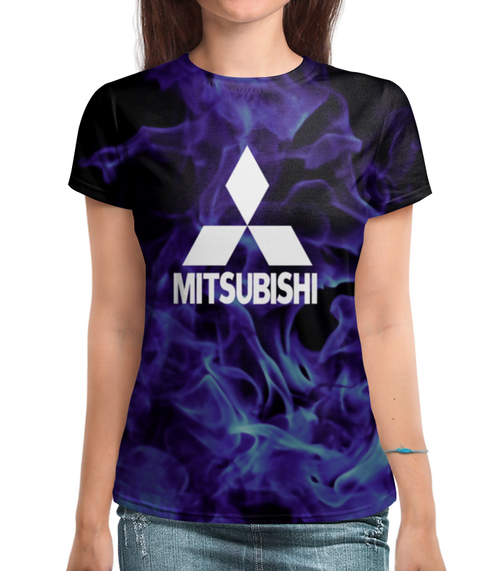 Заказать женскую футболку в Москве. Футболка с полной запечаткой (женская) Mitsubishi от THE_NISE  - готовые дизайны и нанесение принтов.