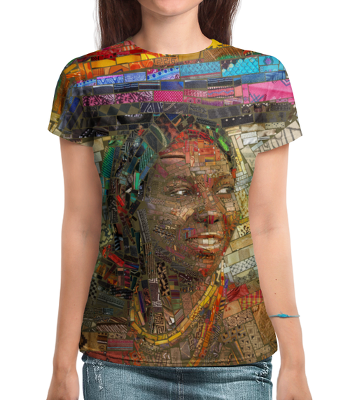 Заказать женскую футболку в Москве. Футболка с полной запечаткой (женская) Африка от Violet - готовые дизайны и нанесение принтов.