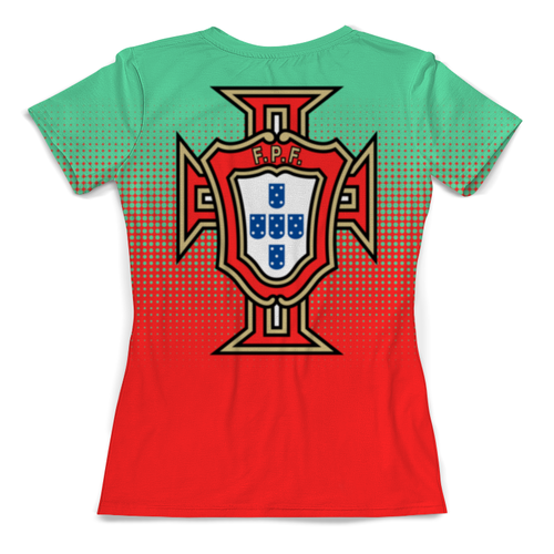 Заказать женскую футболку в Москве. Футболка с полной запечаткой (женская) Сборная Португалии  от geekbox - готовые дизайны и нанесение принтов.