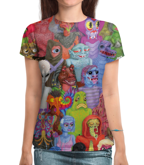 Заказать женскую футболку в Москве. Футболка с полной запечаткой (женская) Monsters (1) от T-shirt print  - готовые дизайны и нанесение принтов.
