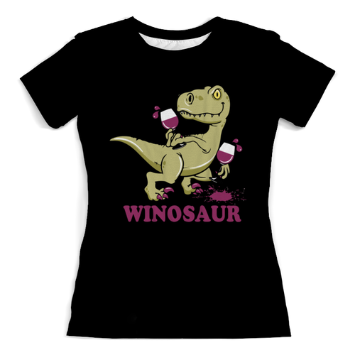 Заказать женскую футболку в Москве. Футболка с полной запечаткой (женская) Винозавр от Amerikanka - готовые дизайны и нанесение принтов.