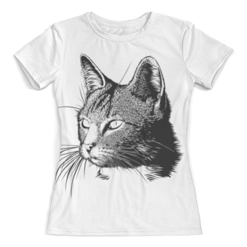 Заказать женскую футболку в Москве. Футболка с полной запечаткой (женская) Мордочка кошки от weeert - готовые дизайны и нанесение принтов.