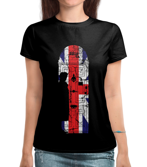 Заказать женскую футболку в Москве. Футболка с полной запечаткой (женская) Шерлок  от T-shirt print  - готовые дизайны и нанесение принтов.
