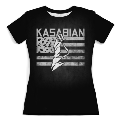 Заказать женскую футболку в Москве. Футболка с полной запечаткой (женская) Kasabian от geekbox - готовые дизайны и нанесение принтов.
