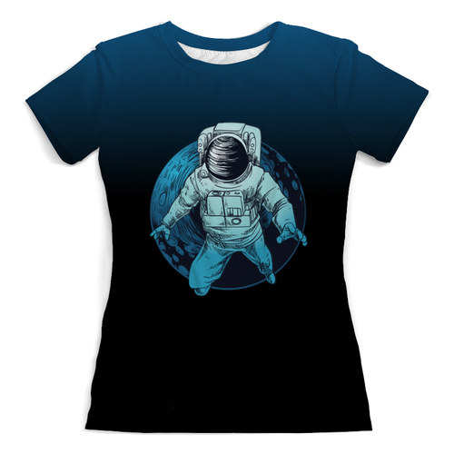 Заказать женскую футболку в Москве. Футболка с полной запечаткой (женская) Покоряя мир от The Spaceway  - готовые дизайны и нанесение принтов.