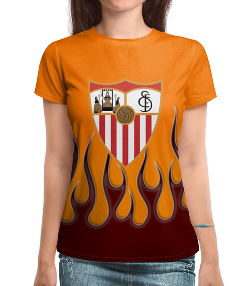 Заказать женскую футболку в Москве. Футболка с полной запечаткой (женская) Sevilla от THE_NISE  - готовые дизайны и нанесение принтов.